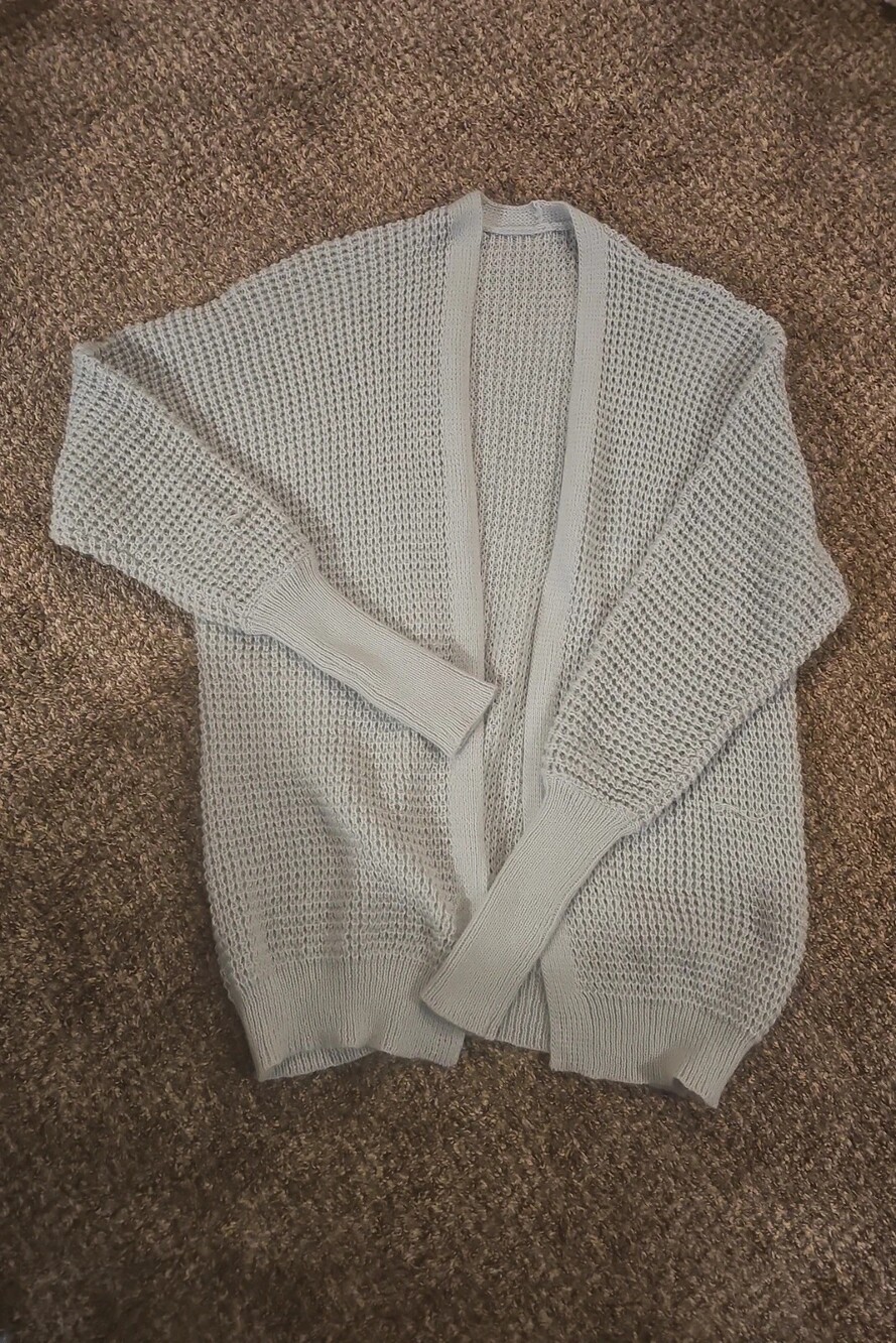 Amazon Cozy Muted Sage Blue-Green Slouchy Knit Cardigan Size Large